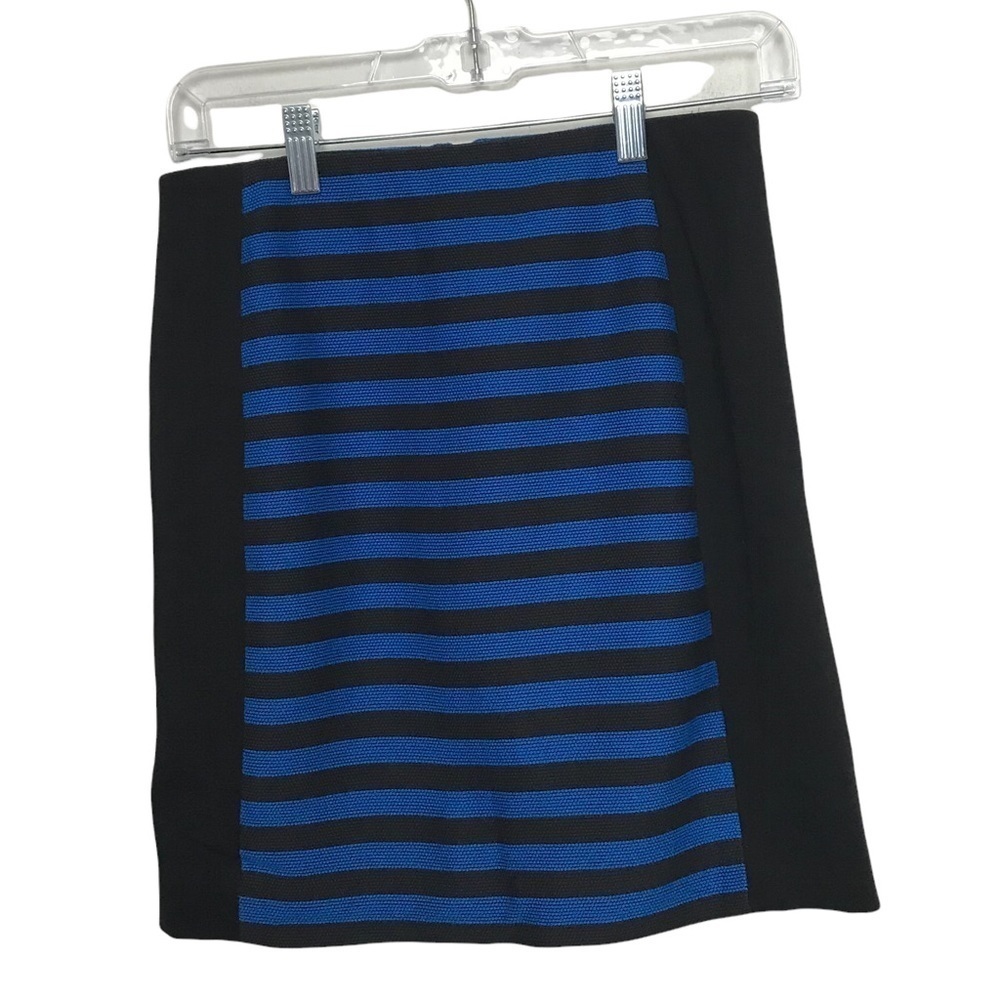Ann Taylor Blue Black Stripe Mini Skirt Size 0 Petite